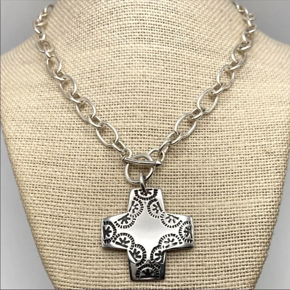 SILPADA Cross Necklace - Sterling Silver Virtuosity Cross Necklace N0557 - Picture 1 of 3